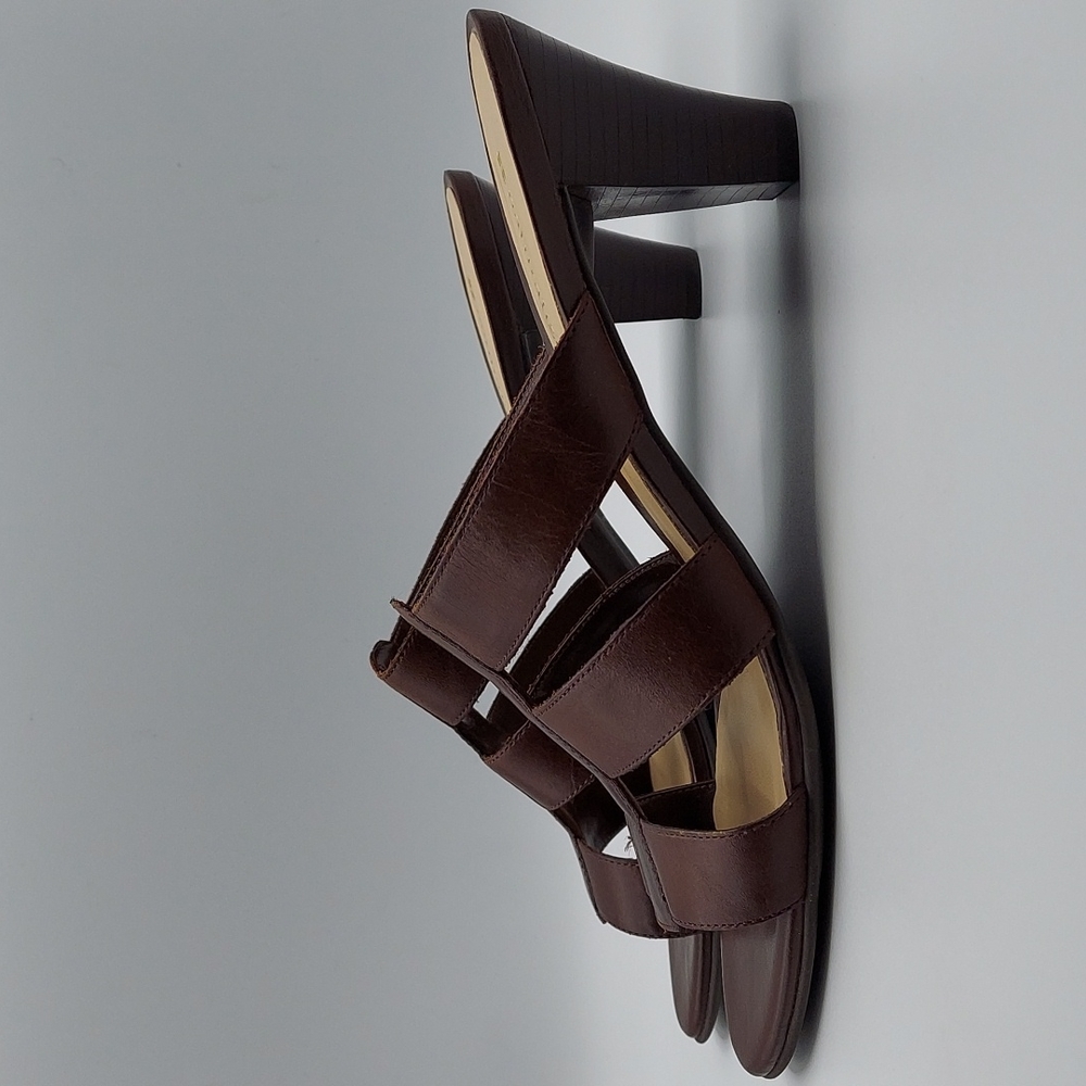 Naturalizer Autumn Brown Leather Heeled Sandals Size 8.5